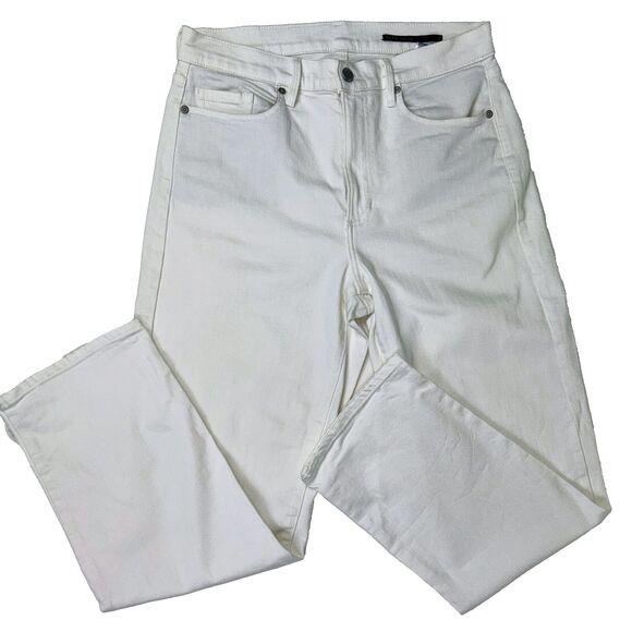Banana Republic White Mid Rise Straight Leg Cotton Denim Pants Women's 30 - Picture 2 of 12